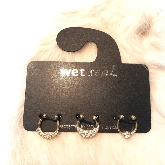 NEW Pave Septum Ring Non-pierced Jewelry Nose Ring 3 Pack - Picture 4 of 6